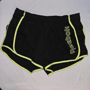 Reebok Heritage Athletic Shorts, Black & Neon Green - Ladies Small